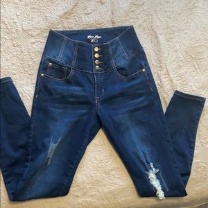 High-Waisted Dark Wash Skinny Jeans